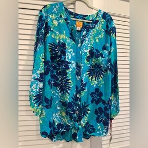 NWT Ruby RD Blouse Amalfi Coast print size 3x resort wear vacation cruise wear